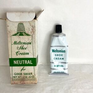 Vintage 1950s Meltonian Shoe Polish Cream Tube in Box Neutral